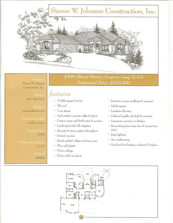 2001 Eugene Oregon Tour of Homes Floor Plan Eugene Oregon Tour of Homes Floor Plan