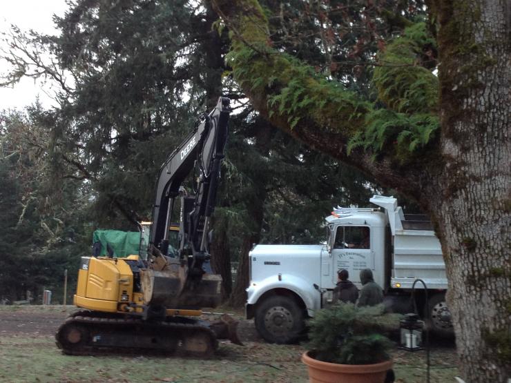 Excavation work on a water catchment system