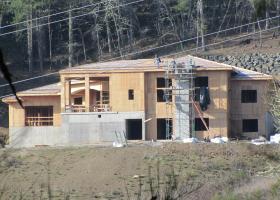 Large house framing being built