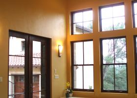 Kitchen nook area with built in seating for storage.